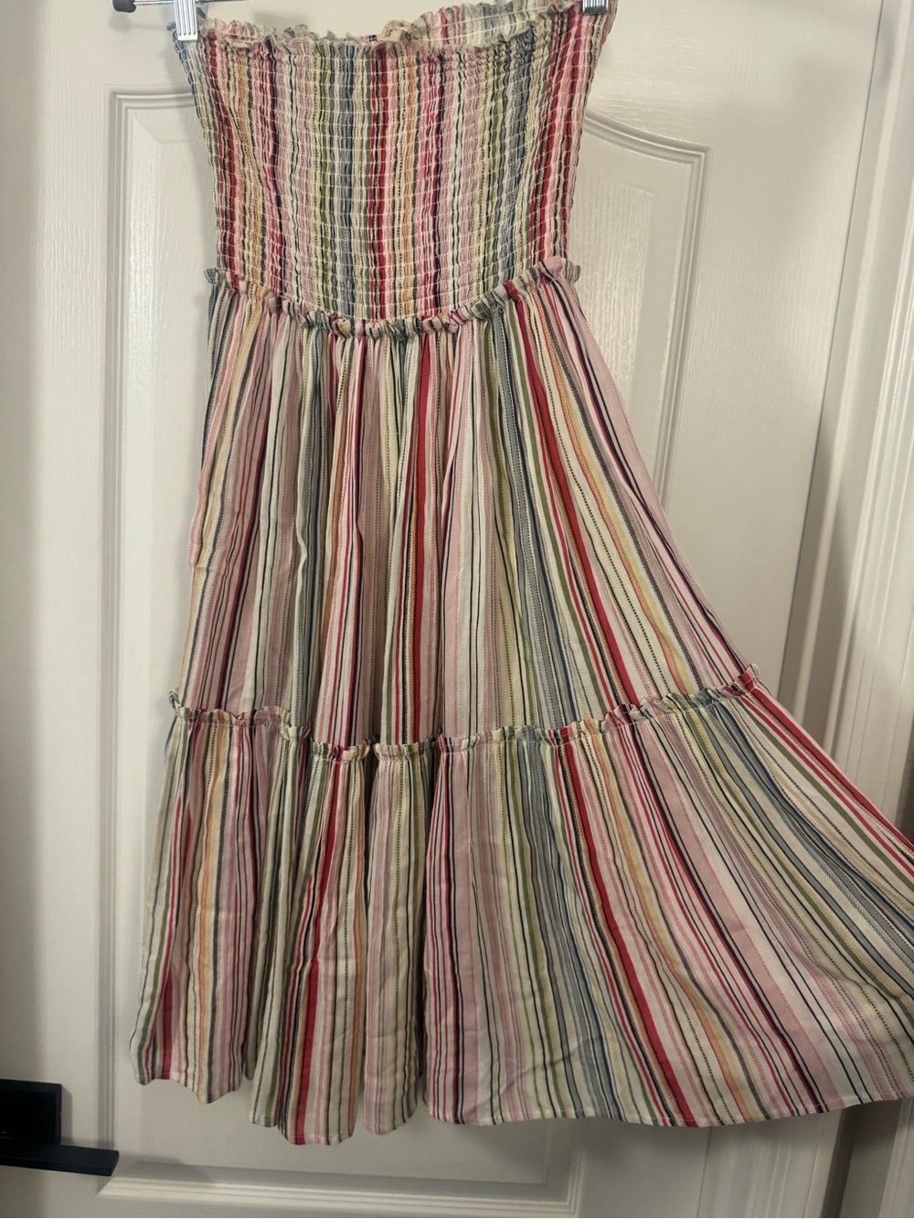 Elan Multicolor Striped Smocked Strapless Dress - Picture 5 of 8